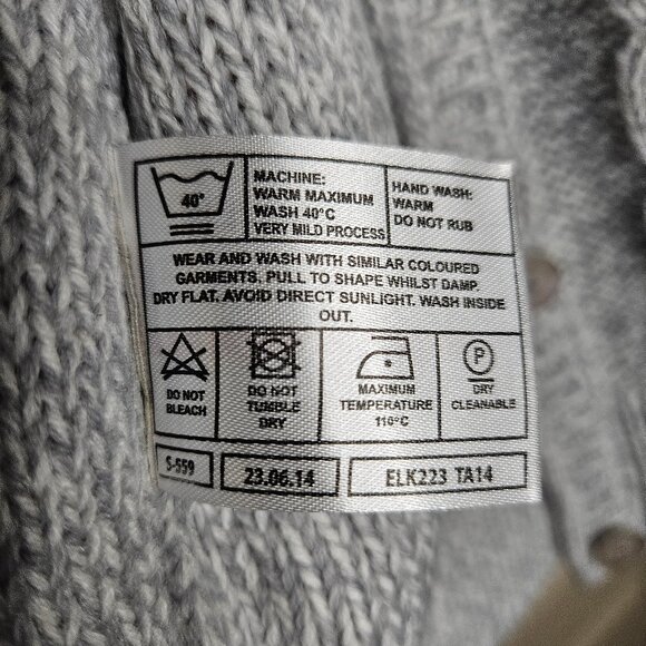 Edinburgh Woollen Mill (EWM) Gray/White Button-down Cardigan, women's M (14-16) - Picture 8 of 8